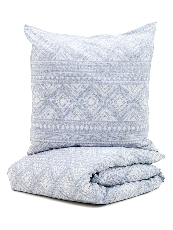 Perkal-Bettwäsche-Set In Blau/ Weiß 3 Perkal-Bettwäsche-Set In Blau/ Weiß