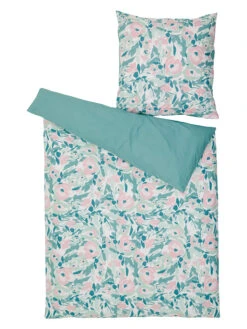 Perkal-Bettwäsche-Set In Türkis/ Rosa -Einrichtungsgeschäft avance perkal bettwasche set in turkis rosa 1