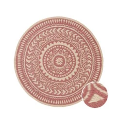 In- & Outdoor-Teppich Ø118cm COLOUR CLASH In Hellrot-Creme