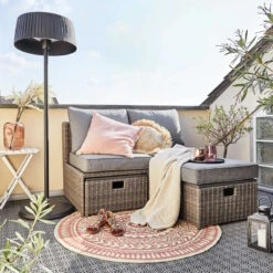 In- & Outdoor-Teppich Ø118cm COLOUR CLASH In Hellrot-Creme -Einrichtungsgeschäft butlers in and outdoor teppich o118cm colour clash in hellrot creme 7