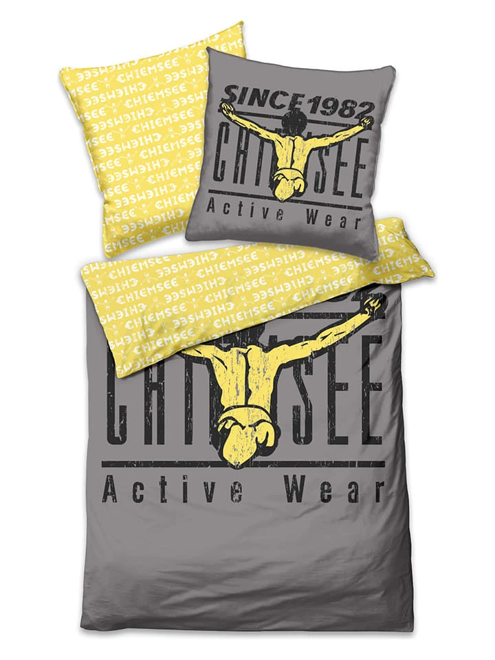 Chiemsee Renforcé-Bettwäsche-Set "Acapulco" In Grau/ Gelb 5 Chiemsee Renforcé-Bettwäsche-Set "Acapulco" In Grau/ Gelb – Bild 3
