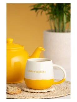 Tasse "Hello Sunshine" In Weiß/ Gelb - 350 Ml -Einrichtungsgeschäft priceandkensington tasse hello sunshine in weiss gelb 350 ml 1