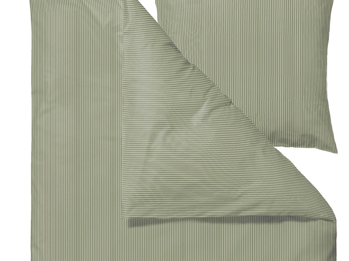 Bettwäsche Classic Stripe 135x200cm In Olive 5 Bettwäsche Classic Stripe 135x200cm In Olive – Bild 3