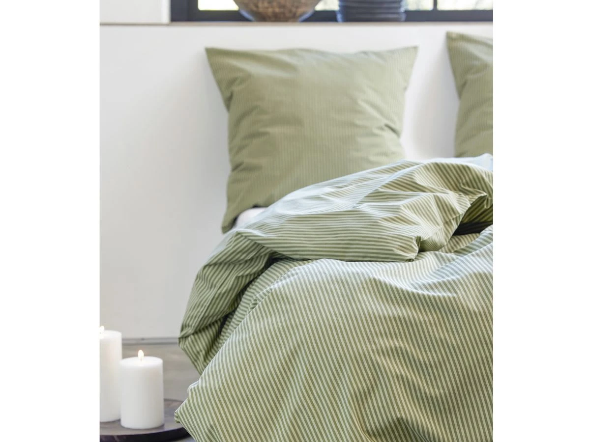 Bettwäsche Classic Stripe 135x200cm In Olive 7 Bettwäsche Classic Stripe 135x200cm In Olive – Bild 5